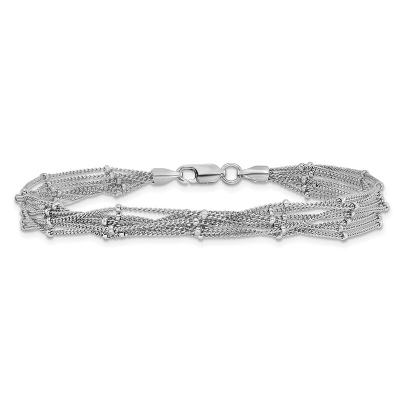 Sterling Silver RH-plated Seven Strand Beaded Bracelet