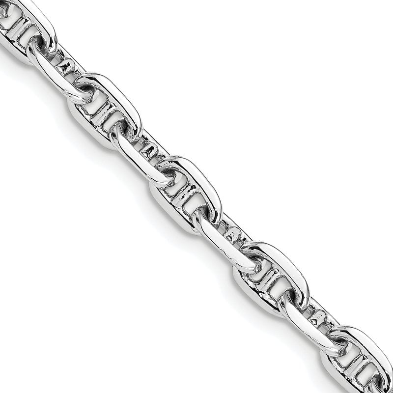 14K White Gold 18 inch 5.1mm Hand Polished Fancy Link with Lobster Clasp Chain