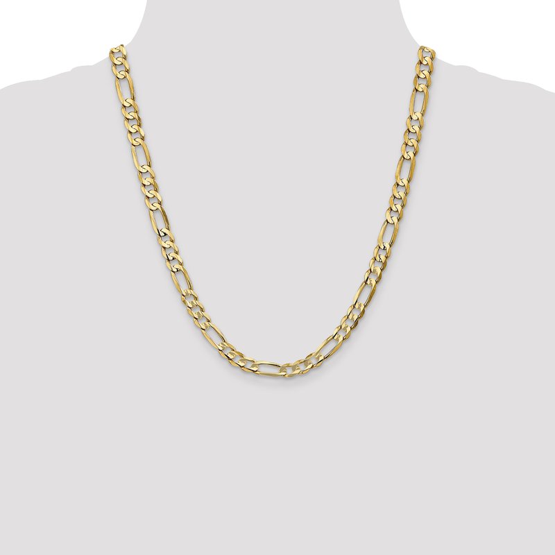 14K 26 inch 6.75mm Concave Open Figaro with Lobster Clasp Chain