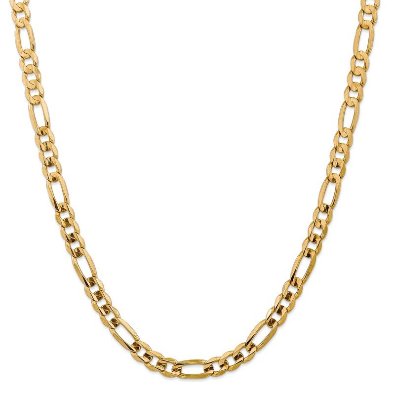 14K 26 inch 7.5mm Concave Open Figaro with Lobster Clasp Chain