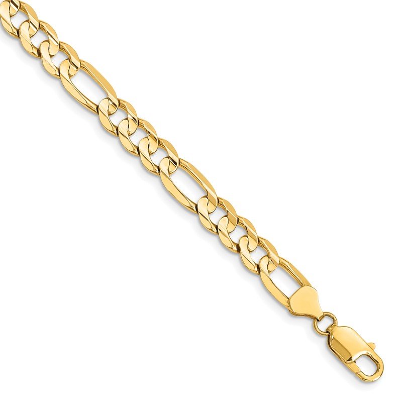 14K 26 inch 7.5mm Concave Open Figaro with Lobster Clasp Chain