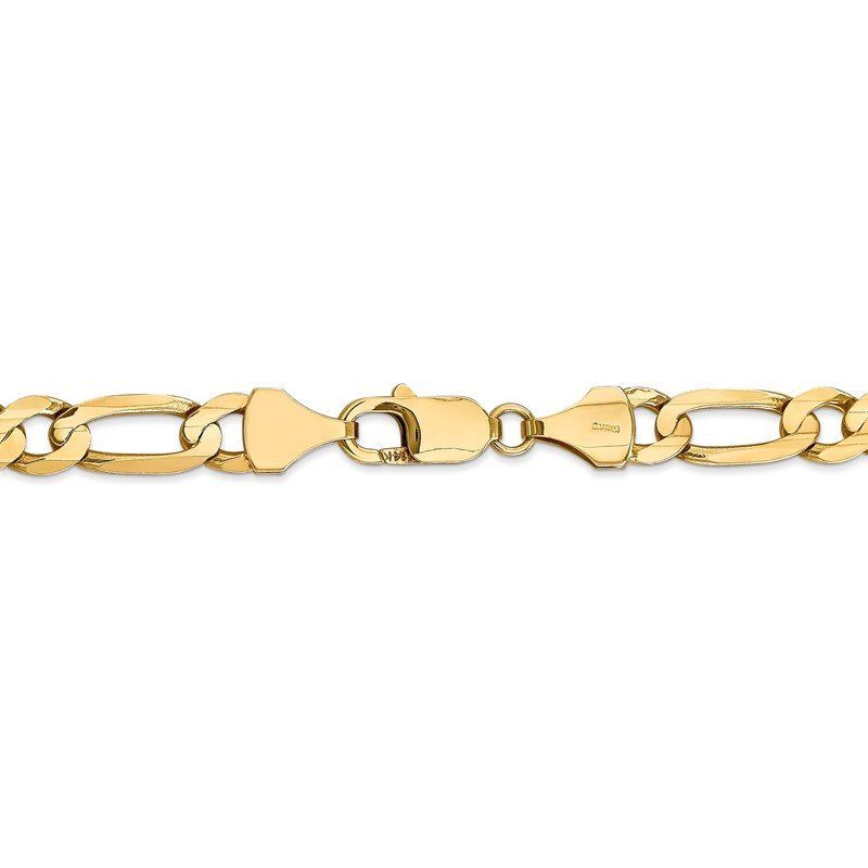 14K 26 inch 7.5mm Concave Open Figaro with Lobster Clasp Chain