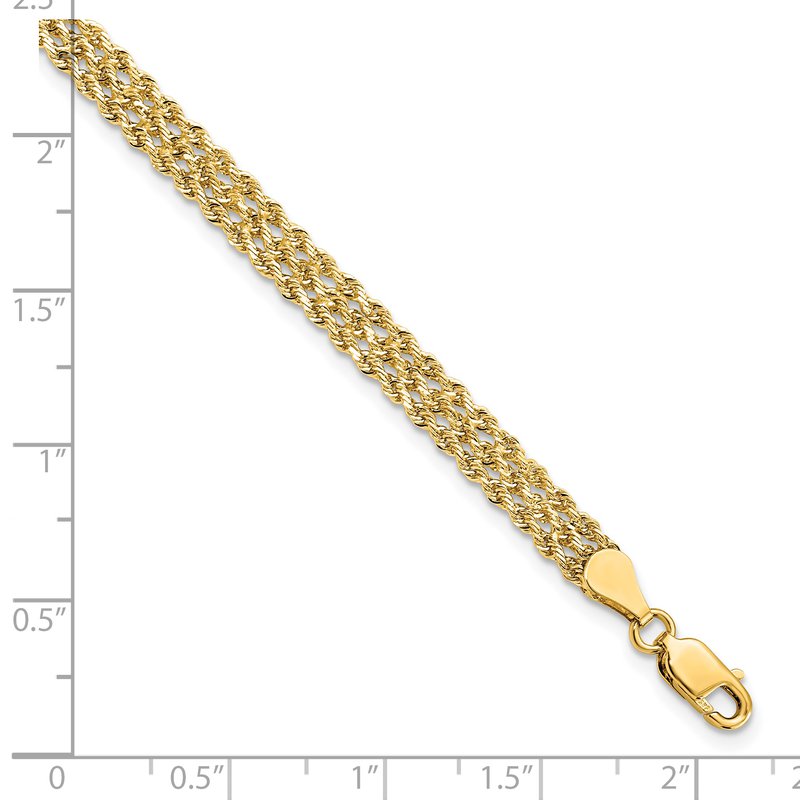 14K 4.5mm Wide Diamond-Cut Triple Rope Chain