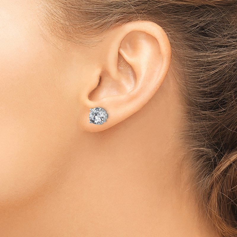 Sterling Silver Rhodium-plated Brilliant-cut CZ 8mm Stud Post Earrings