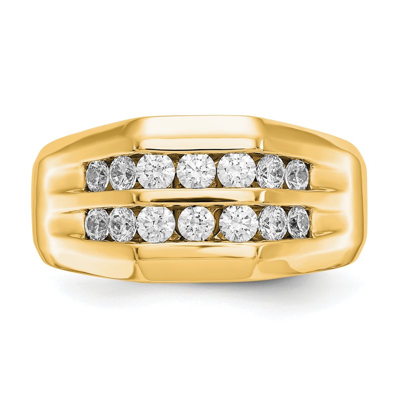 14K White Gold Men's 1/2 carat Lab Grown Diamond VS+ F+ Complete Double Channel Band