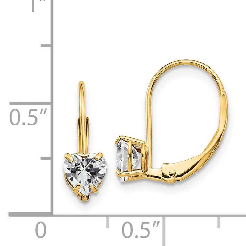 14k 5mm Heart Cubic Zirconia Leverback Earrings