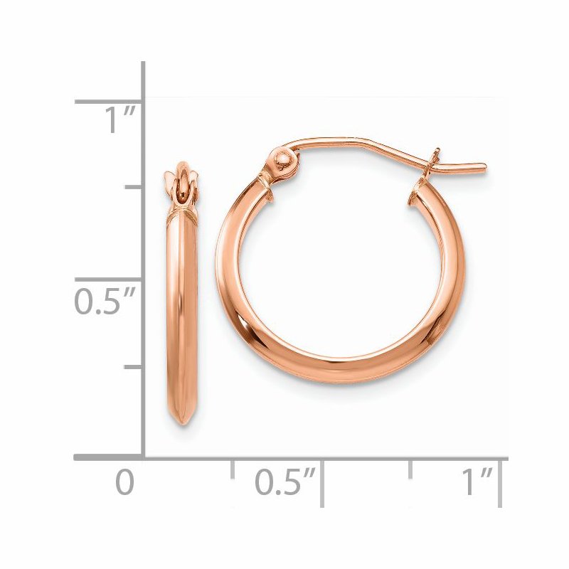 14k Rose Gold 2.5x12mm Polished Knife-Edge Tube Hoop Earrings