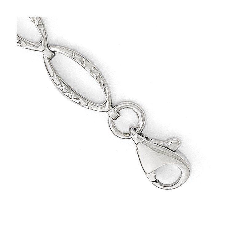 14K White Gold Polished and D/C Bracelet