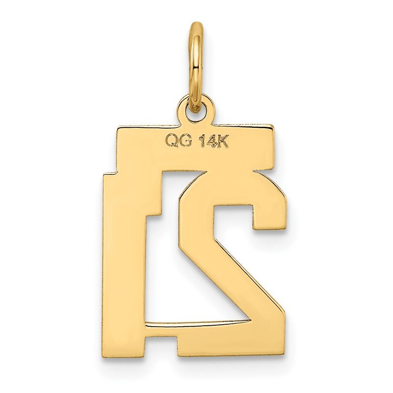 14k Small Satin Number 21 Charm