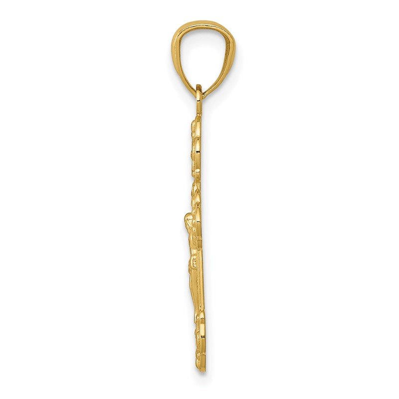 14k Gold Polished INRI Small Crucifix Pendant