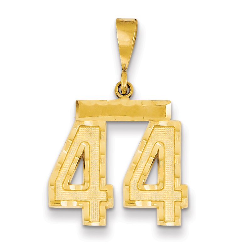 14k Medium Diamond-cut Number 44 Charm