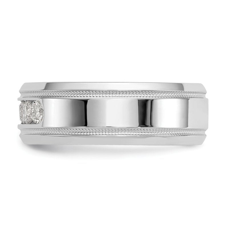 14K White Gold 1/2 carat Lab Grown Diamond VS+ F+ Size 10 Complete Bevel Miligrain Band