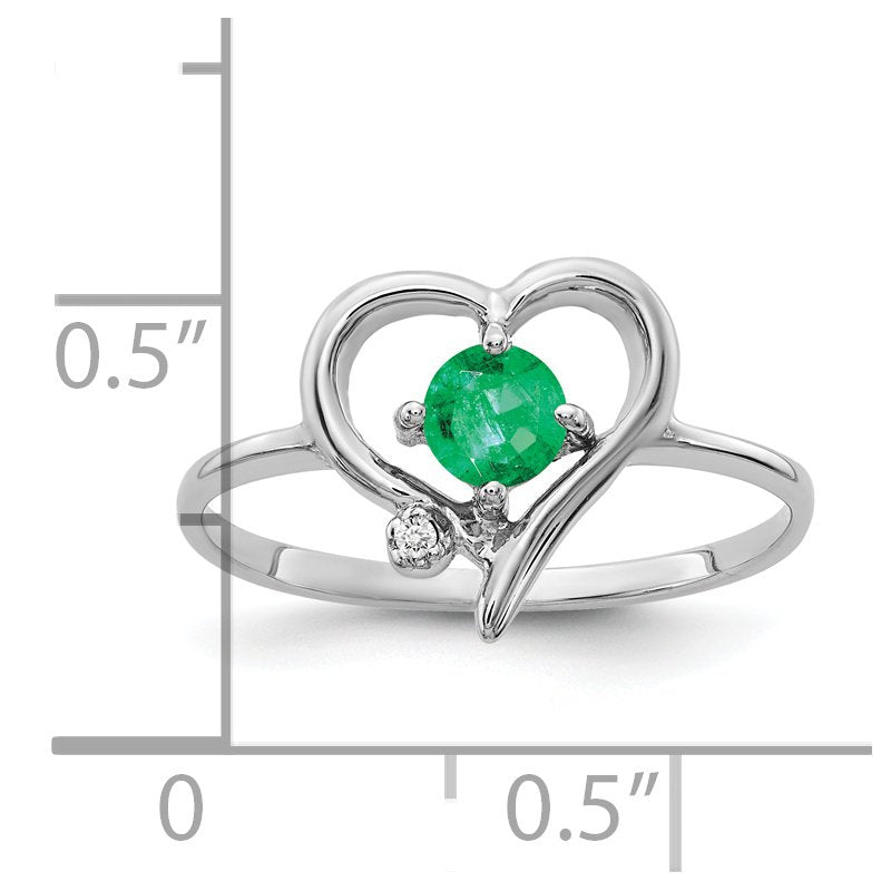 14k White Gold 4mm Emerald AAA Diamond ring