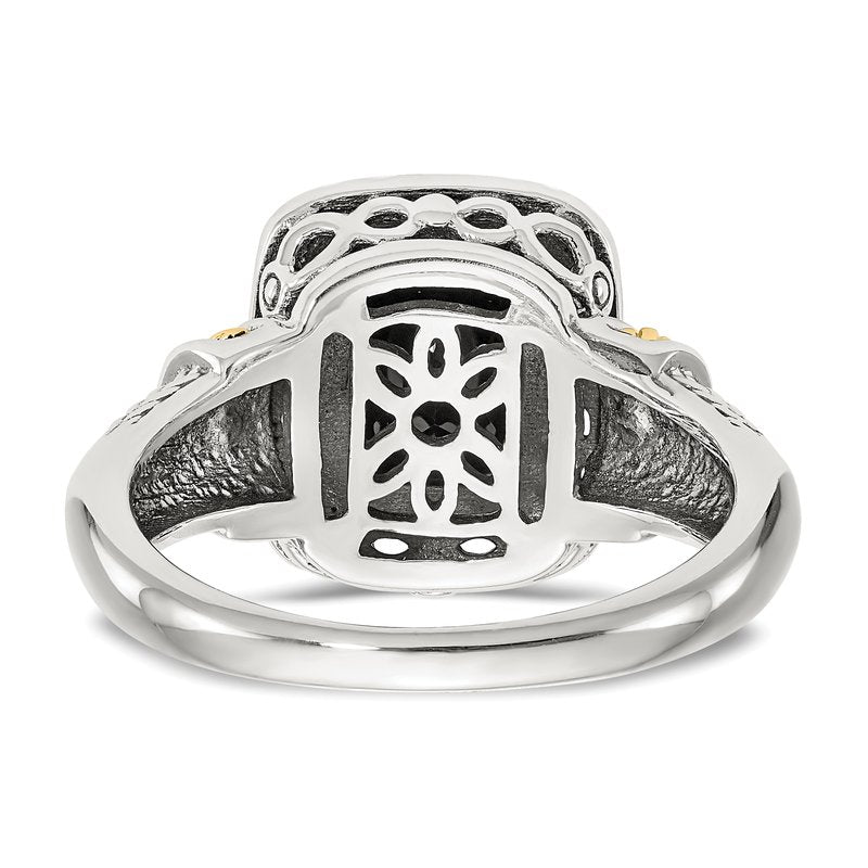 Sterling Silver with 14K Accent Antiqued Black Onyx Ring