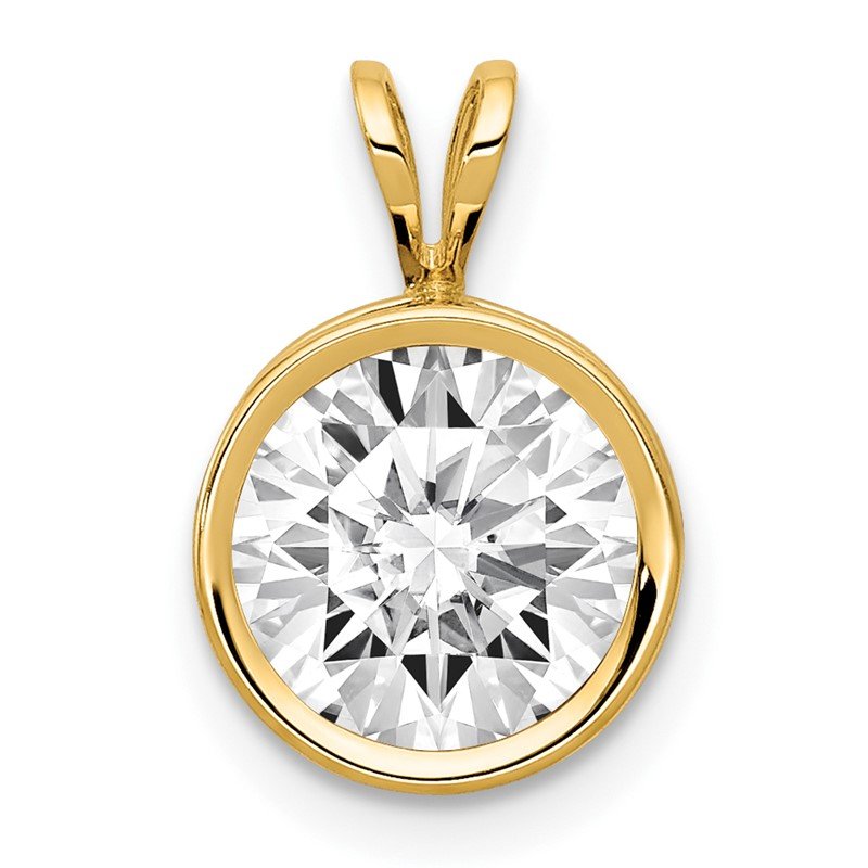 14k 8mm Round Cubic Zirconia Bezel Pendant