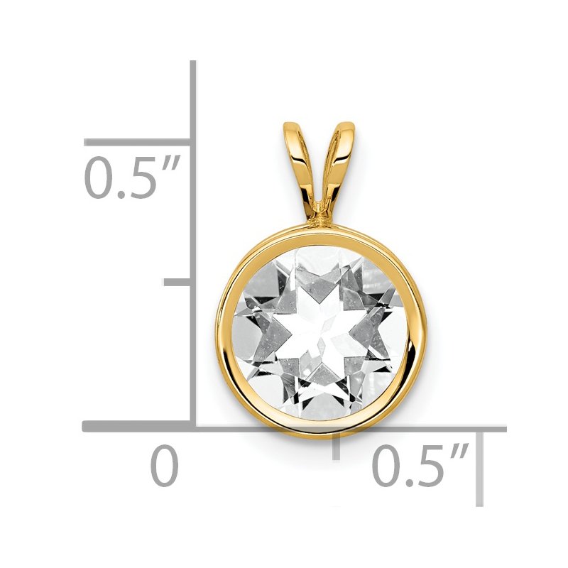14k 8mm Round Cubic Zirconia Bezel Pendant