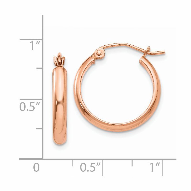 14k Rose Gold 2.75x18mm Polished Tube Hoop Earrings