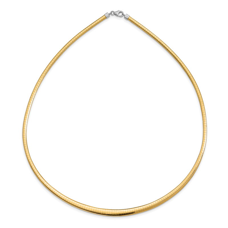14k with White Rhodium 3.00-6.00mm Graduated Reversible 16 inch Omega Necklace