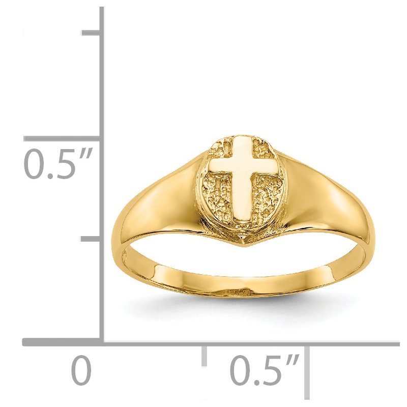 14k Childs Polished Cross Ring