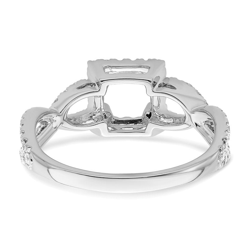 14K White Gold 1/2 carat Lab Grown Diamond VS/SI  D E F  Semi Mount Princess Halo Engagement Ring