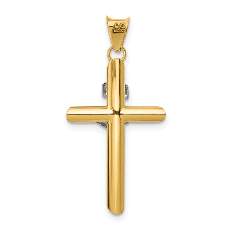 14k Two-Tone Polished INRI Crucifix Pendant