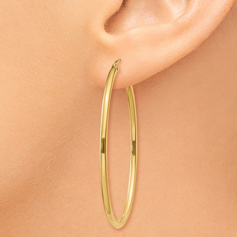 14k Oval Polished Hoop Earring