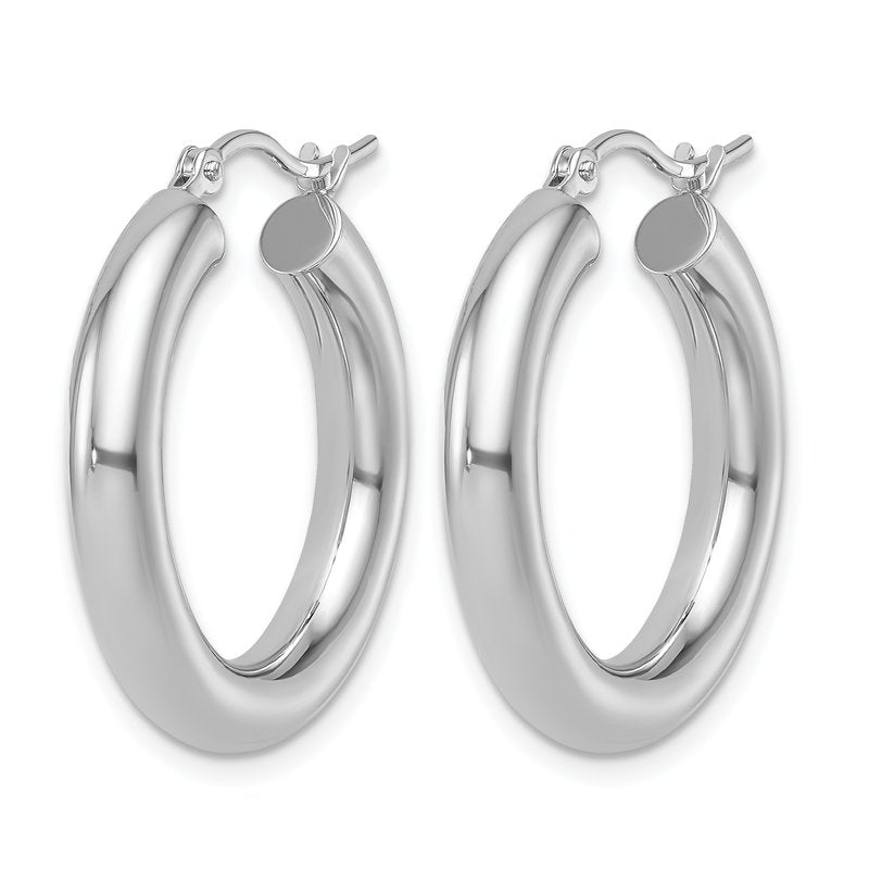 10K White Gold Polished Lightweight Hoop Earrings