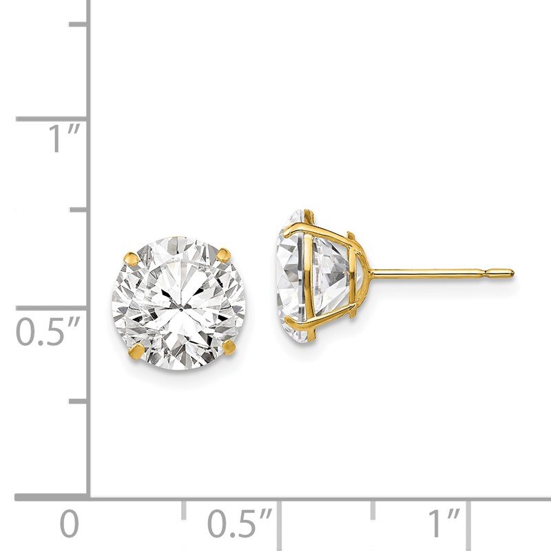 14k 9mm Round CZ Post Earrings