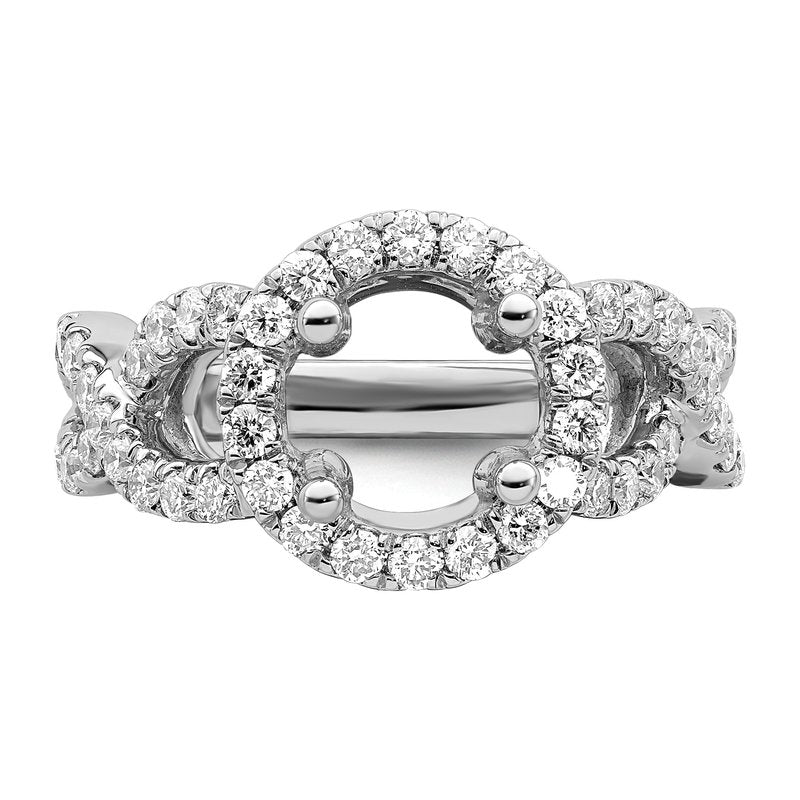 14K White Gold 3/4 carat Lab Grown Diamond VS/SI  D E F  Semi Mount Round Halo Engagement Ring