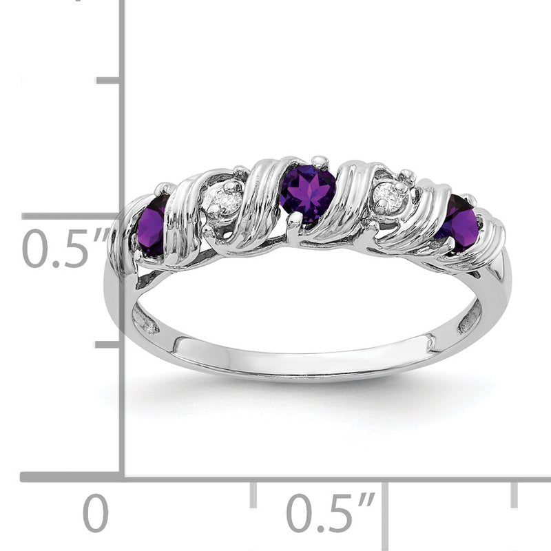 14k White Gold 2.75mm Amethyst AAA Diamond ring