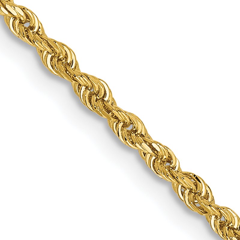 14K 10 Inch 2mm Diamond-cut Quadruple Rope Lobster Clasp Anklet