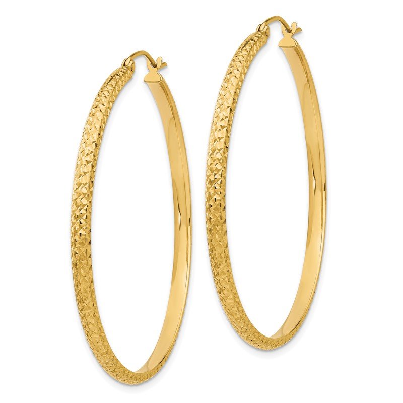 14K 2.8x46mm Diamond-cut Tube Hoop Earrings
