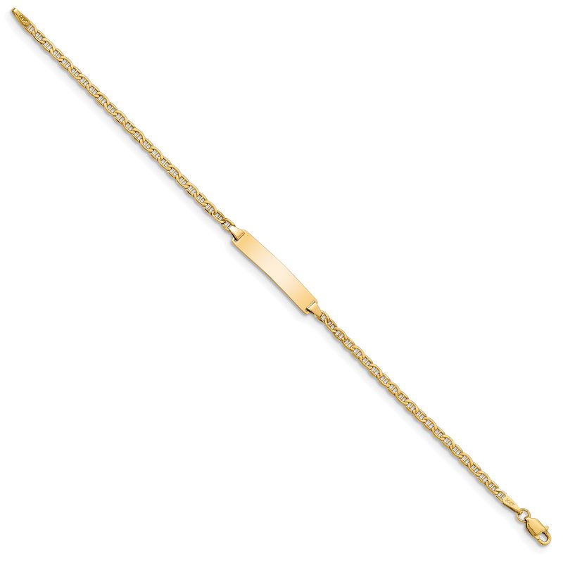 14k Polished Semi-Solid Chain/Solid Plate Anchor Link 20.5x4.5mm Plate 5.5 inch Baby/Child ID Bracelet