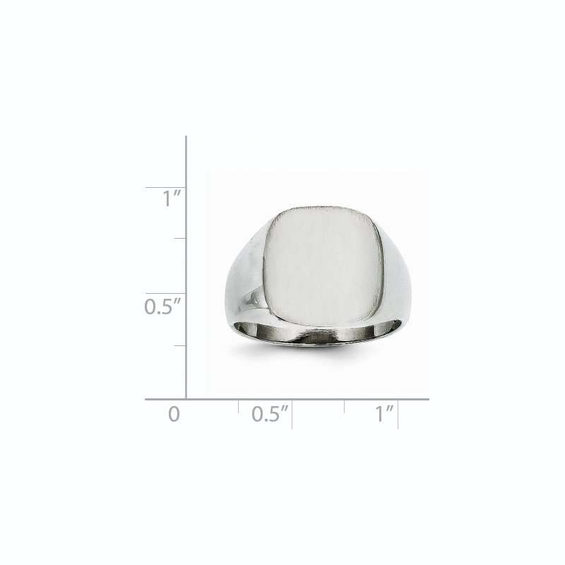 14k White Gold  13.5mm x14.5mm Open Back Men's Signet Ring