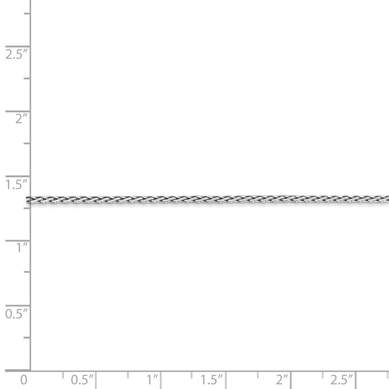 14K White Gold 10 inch 1.5mm Diamond-cut Parisian Wheat with Lobster Clasp Anklet
