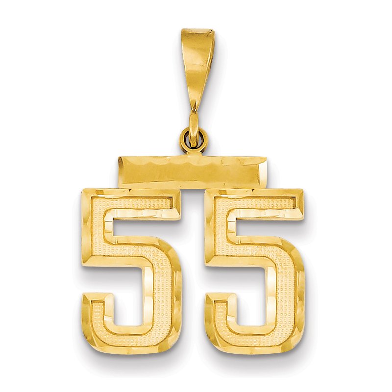 14k Medium Diamond-cut Number 55 Charm