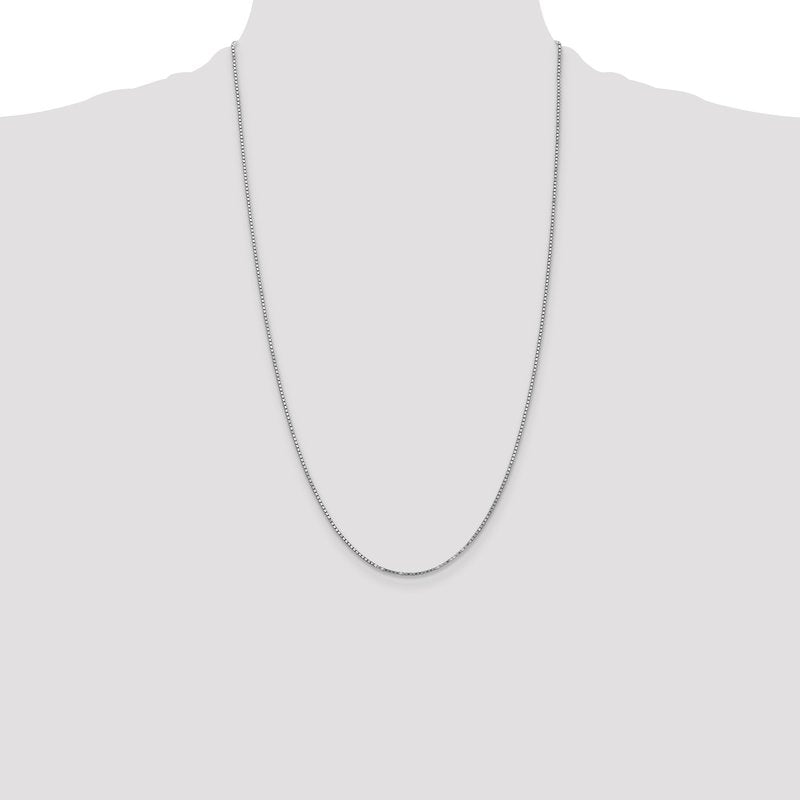14K White Gold 14 inch 1.4mm Box with Lobster Clasp Chain