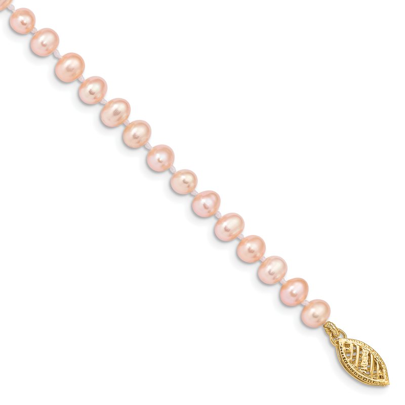 14k 4-5mm Pink Near-Round Freshwater Cultured Pearl 16 inch Necklace