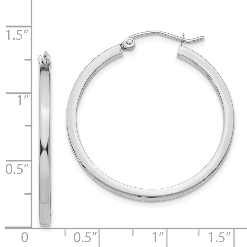 14k White Gold 2mm Square Tube Hoops