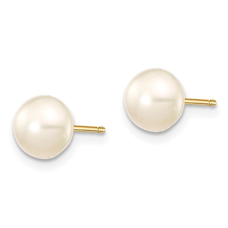 14k 6-7mm White Semi-Round Freshwater Cultured Pearl 18 inch Necklace/7.25 in Bracelet/Button Post Earrings Set
