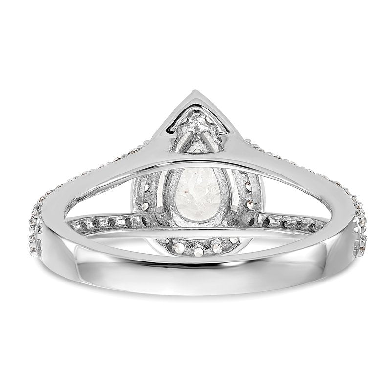 14K White Gold 5/8 carat Lab Grown Diamond VS/SI  D E F  Semi Mount Pear Halo Engagement Ring