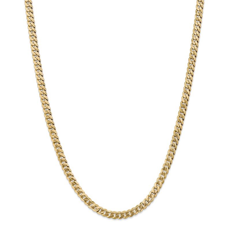 14K 26 inch 5.75mm Flat Beveled Curb with Lobster Clasp Chain