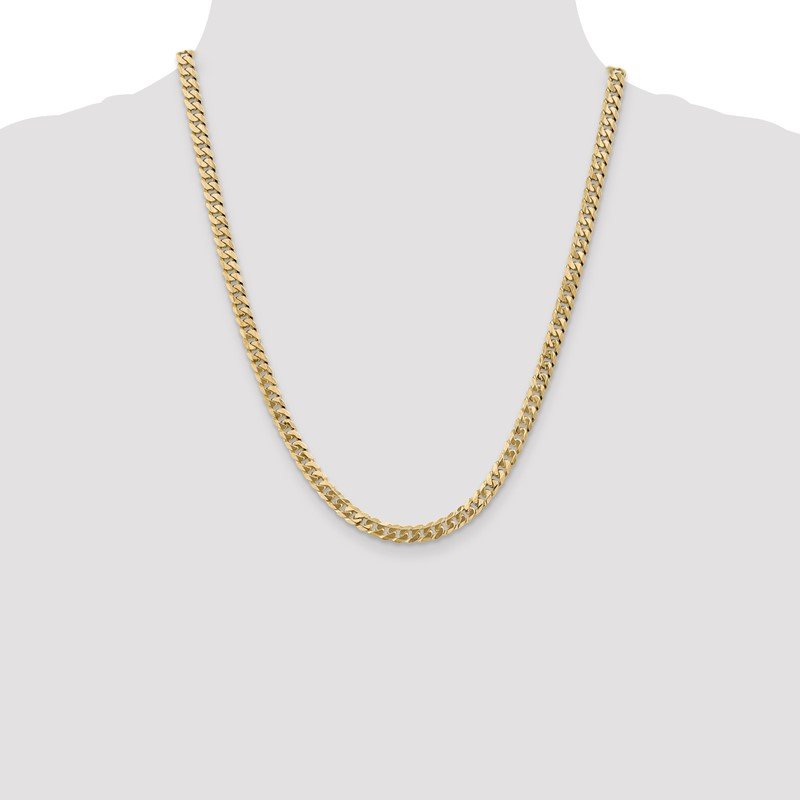 14K 26 inch 5.75mm Flat Beveled Curb with Lobster Clasp Chain