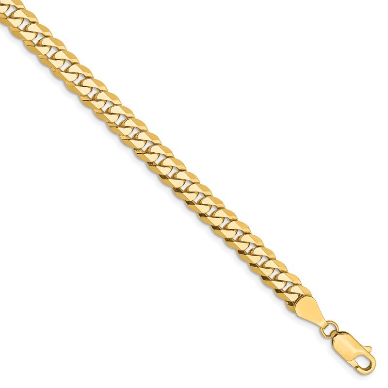 14K 26 inch 5.75mm Flat Beveled Curb with Lobster Clasp Chain