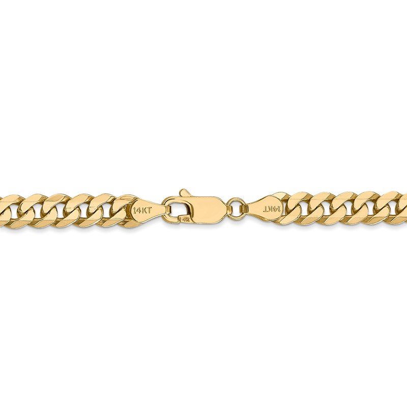 14K 26 inch 5.75mm Flat Beveled Curb with Lobster Clasp Chain