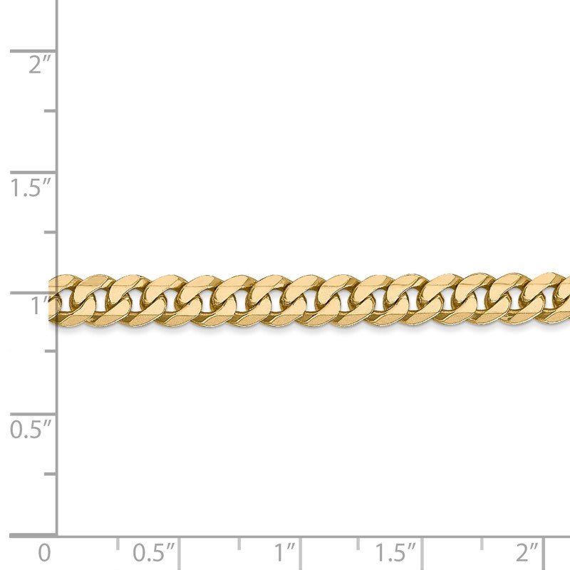 14K 26 inch 5.75mm Flat Beveled Curb with Lobster Clasp Chain