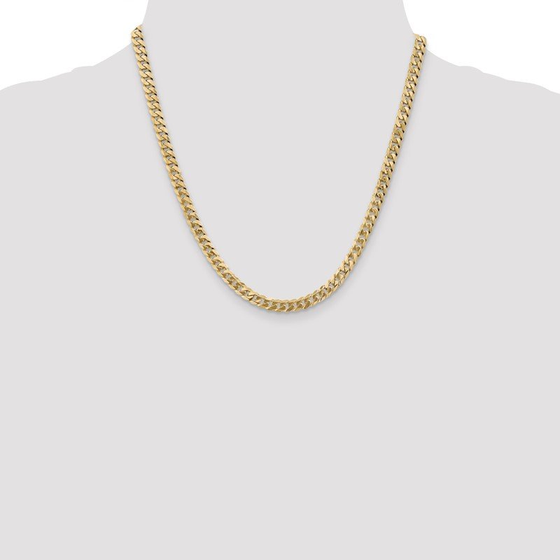 14K 26 inch 5.75mm Flat Beveled Curb with Lobster Clasp Chain