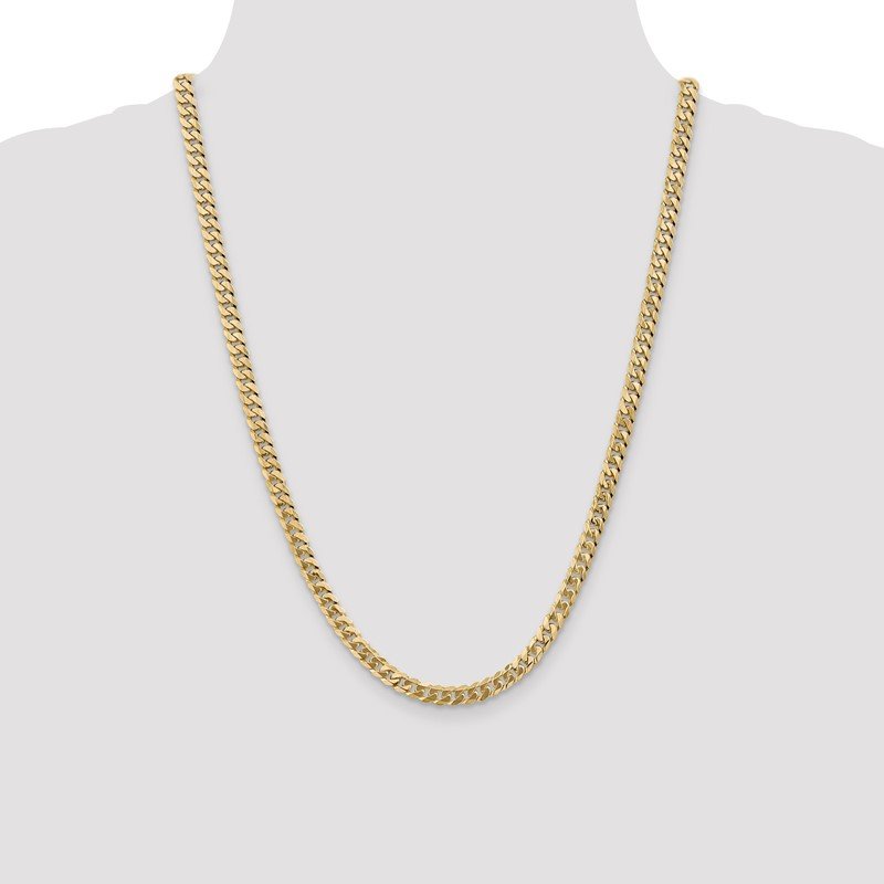 14K 26 inch 5.75mm Flat Beveled Curb with Lobster Clasp Chain