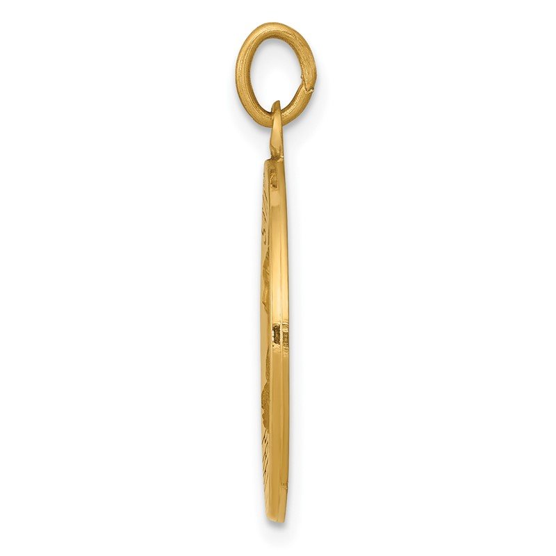 14k Polished and Satin Solid St Theresa Medal Round Pendant