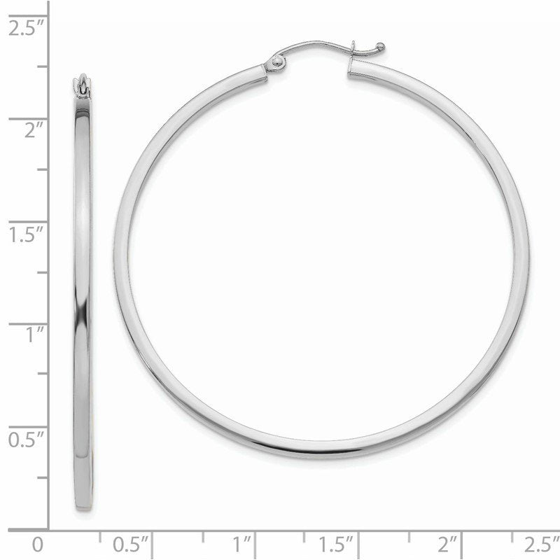 14k White Gold 2mm Square Tube Hoops